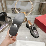 VIV' RANGERS LOAFERS IN SILVER ACCENTS TWEED EMBELLISHED BUCKLE