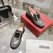 VIV' RANGERS LOAFERS IN SILVER ACCENTS TWEED EMBELLISHED BUCKLE
