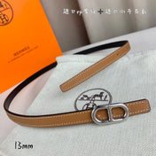 HM MAILLON H BELT BUCKLE & REVERSIBLE CIDER ORANGE LEATHER STRAP 13 MM SILVER HARDWARE