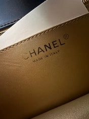 CHANEL 25S CLASSIC FLAP BAG MINI 18 IN BLACK LAMBSKIN WITH GOLD HARDWARE