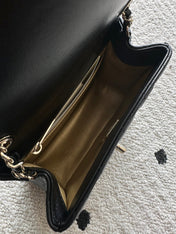 CHANEL 25S CLASSIC FLAP BAG MINI 18 IN BLACK LAMBSKIN WITH GOLD HARDWARE