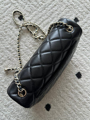 CHANEL 25S CLASSIC FLAP BAG MINI 20 IN BLACK LAMBSKIN WITH GOLD HARDWARE