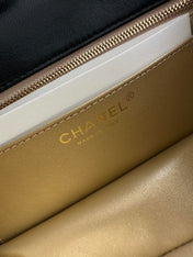 CHANEL 25S CLASSIC FLAP BAG MINI 20 IN BLACK LAMBSKIN WITH GOLD HARDWARE