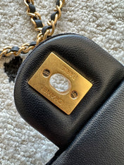 CHANEL 25S MINI FLAP BAG 23 IN BLACK VELVET WITH GOLD HARDWARE