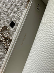 CHANEL 25S MINI FLAP BAG 19 IN WHITE CAVIAR LEATHER