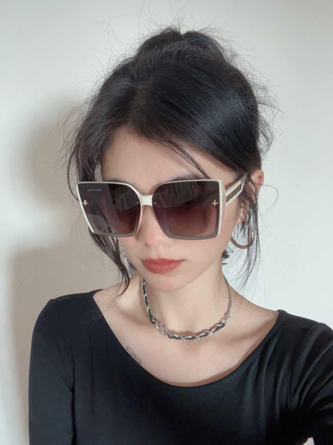 SQUARE SUNGLASSES L5972 IN BEIGE ACETATE