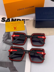 SQUARE SUNGLASSES L081 IN BLACK RED ACETATE