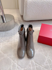 VIV' PODIUM BOOTIES IN GREY GLOSSY LAMBSKIN