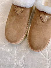 PRA MULES SHEARLING LINING IN TAN SUEDE