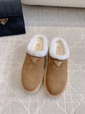 PRA MULES SHEARLING LINING IN TAN SUEDE