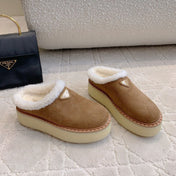 PRA MULES SHEARLING LINING IN TAN SUEDE