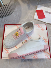 VIV' SKATE WHITE LEATHER SNEAKERS WITH PINK LACES AND CARTOON CHARMS