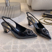 HIGH SLINGBACKS 65 MM IN BLACK PATENT CALFSKIN