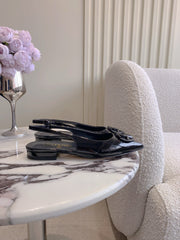 FLAT SLINGBACKS 2 CM IN BLACK PATENT CALFSKIN