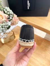 SL YVES EMBOSSED LOGO SLIP ON BLACK CALFSKIN