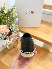 GRANVILLE ESPADRILLE BLACK QUILTED CANNAGE CALFSKIN