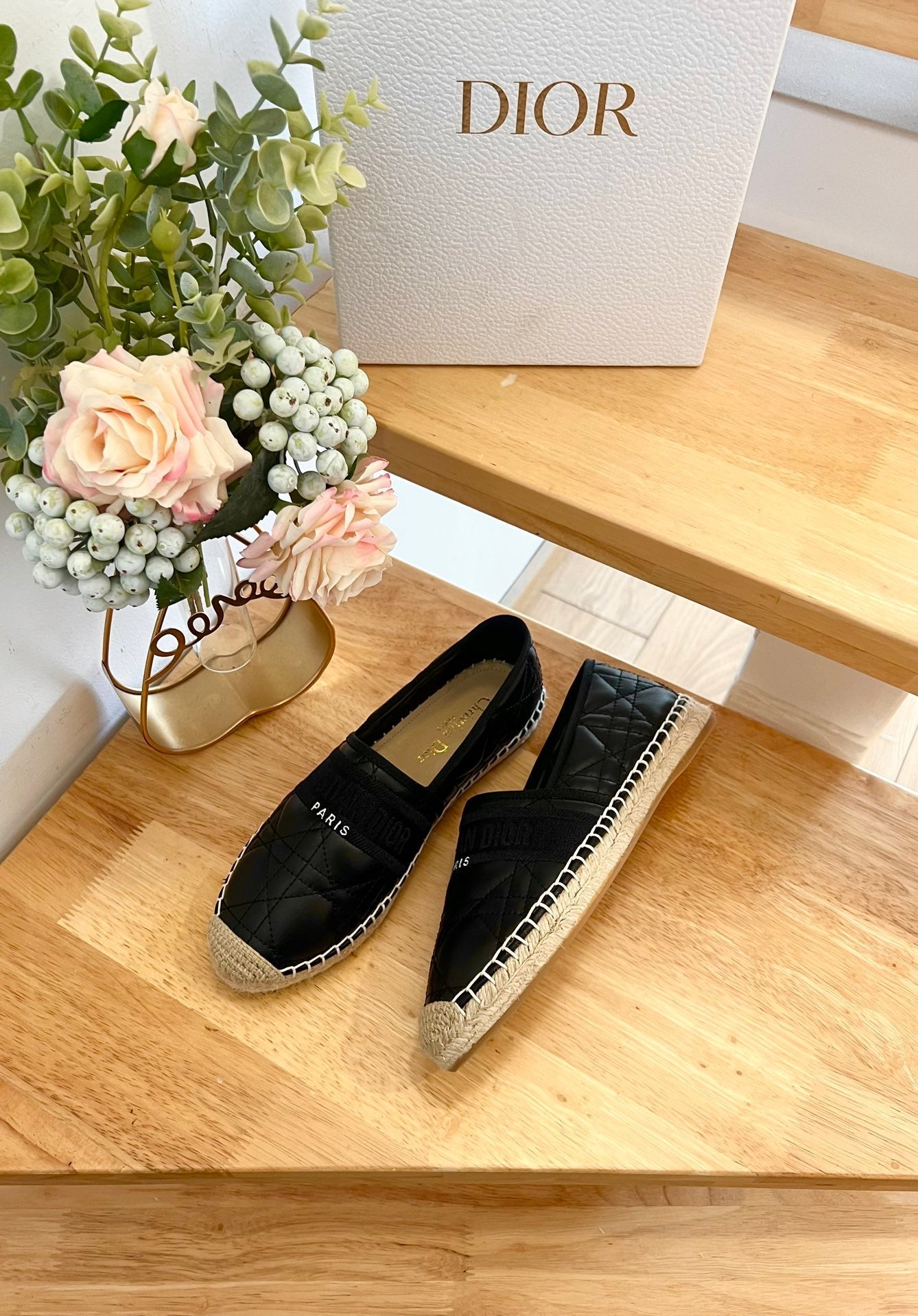GRANVILLE ESPADRILLE BLACK QUILTED CANNAGE CALFSKIN