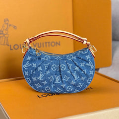 LV 25S POCHETTE VALLEY 21 IN BLUE DENIM MONOGRAM LEATHER TRIM GOLD HARDWARE