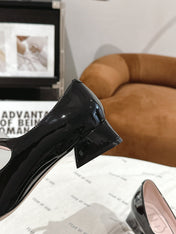 MINI TRES VIVIER STRASS BUCKLE BABIES BALLERINAS IN BLACK PATENT CALFSKIN