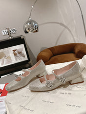 MINI TRES VIVIER STRASS BUCKLE BABIES BALLERINAS IN BEIGE CALFSKIN FULLY EMBELLISHED CRYSTALS