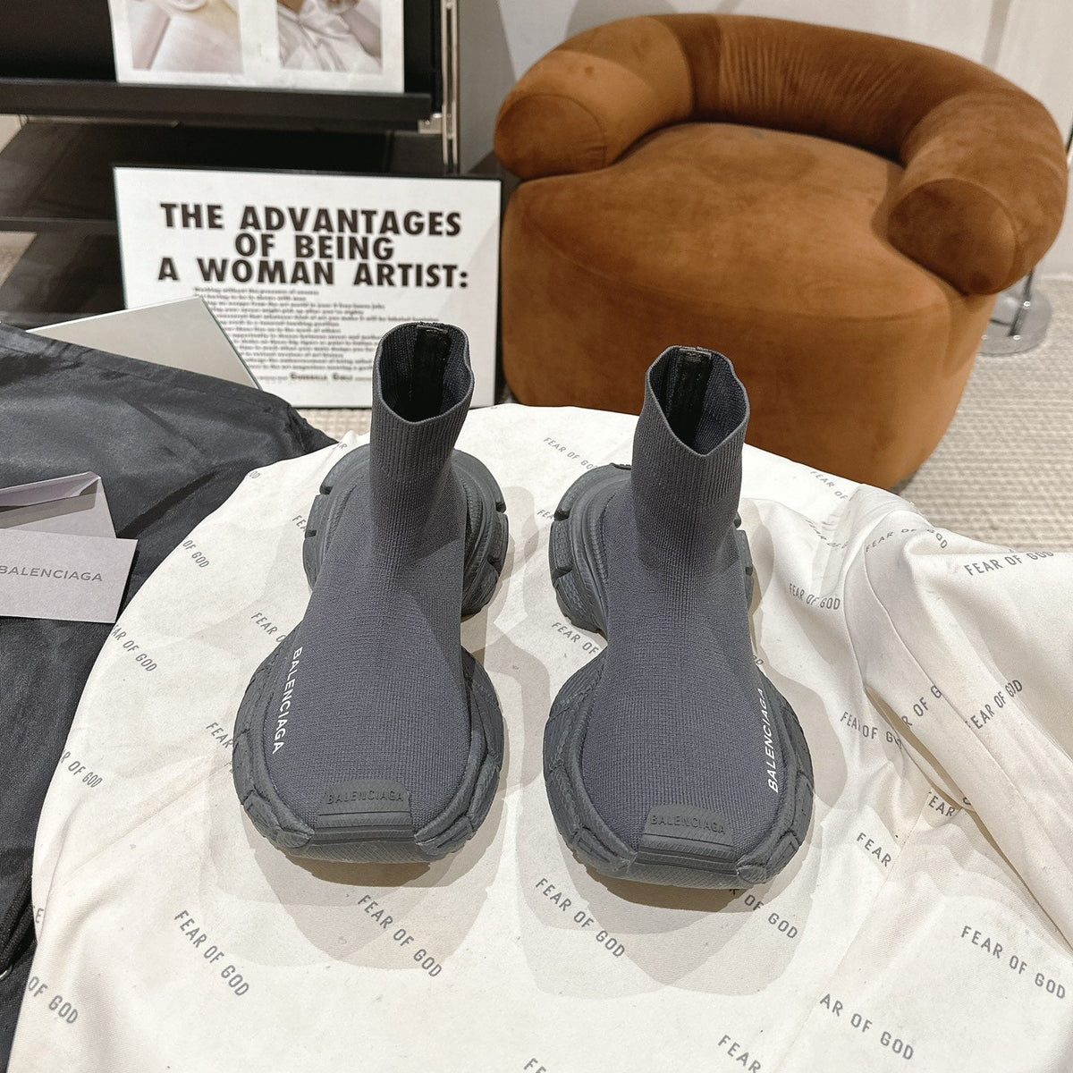 BALENCIAGA 25S SPEED TRAINER SNEAKERS 55 MM IN DARK GREY KNIT