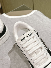 PRA FLATFORM SNEAKERS BLACK AND WHITE CALFSKIN