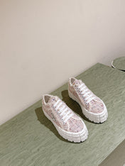 PRA DOUBLE WHEEL RE-NYLON GABARDINE SNEAKERS ALMOND FABRIC