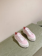 PRA DOUBLE WHEEL RE-NYLON GABARDINE SNEAKERS PASTEL PINK CALFSKIN