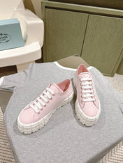 PRA DOUBLE WHEEL RE-NYLON GABARDINE SNEAKERS PASTEL PINK CALFSKIN