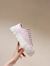 PRA DOUBLE WHEEL RE-NYLON GABARDINE SNEAKERS PASTEL PINK CALFSKIN