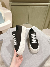 PRA DOUBLE WHEEL RE-NYLON GABARDINE SNEAKERS BLACK CALFSKIN