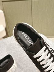 PRA DOUBLE WHEEL RE-NYLON GABARDINE SNEAKERS BLACK CALFSKIN