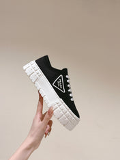 PRA DOUBLE WHEEL RE-NYLON GABARDINE SNEAKERS BLACK CALFSKIN