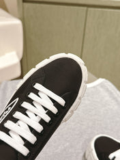 PRA DOUBLE WHEEL RE-NYLON GABARDINE SNEAKERS BLACK CALFSKIN