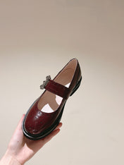 VIV' RANGERS MARY JANES IN BURGUNDY RED CALFSKIN