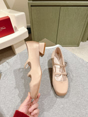 TRÈS VIVIER MARY JANE DOUBLE-STRAP IN NUDE SILK