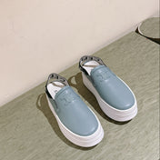 THICK-SOLED ELASTIC BACKLESS SHOES GRANNY SMITH BLUE SHINY CALFSKIN