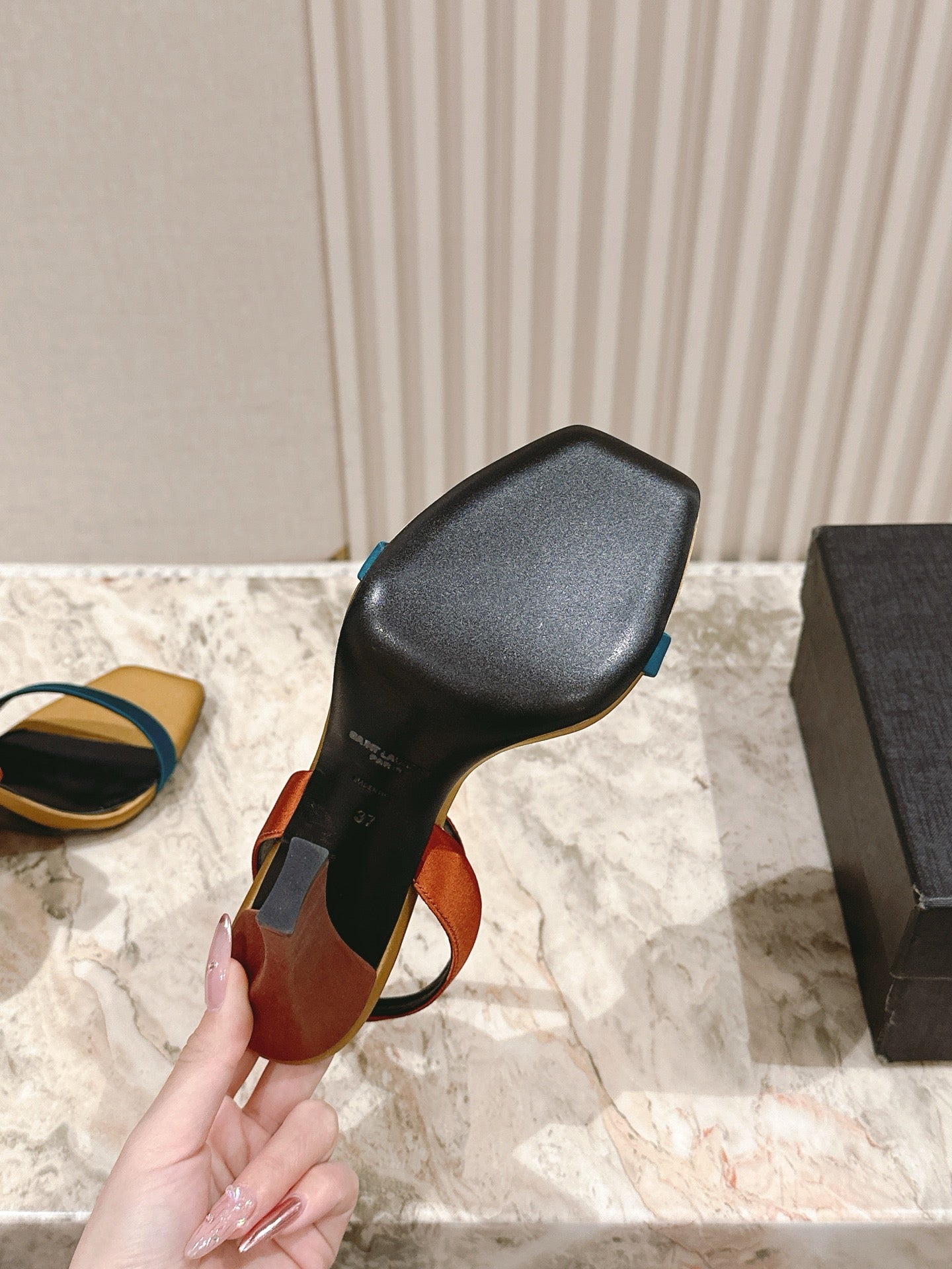 YSL 25S HIGH-HEEL SANDALS 100 MM IN MULTICOLOR SATIN STYLE 1