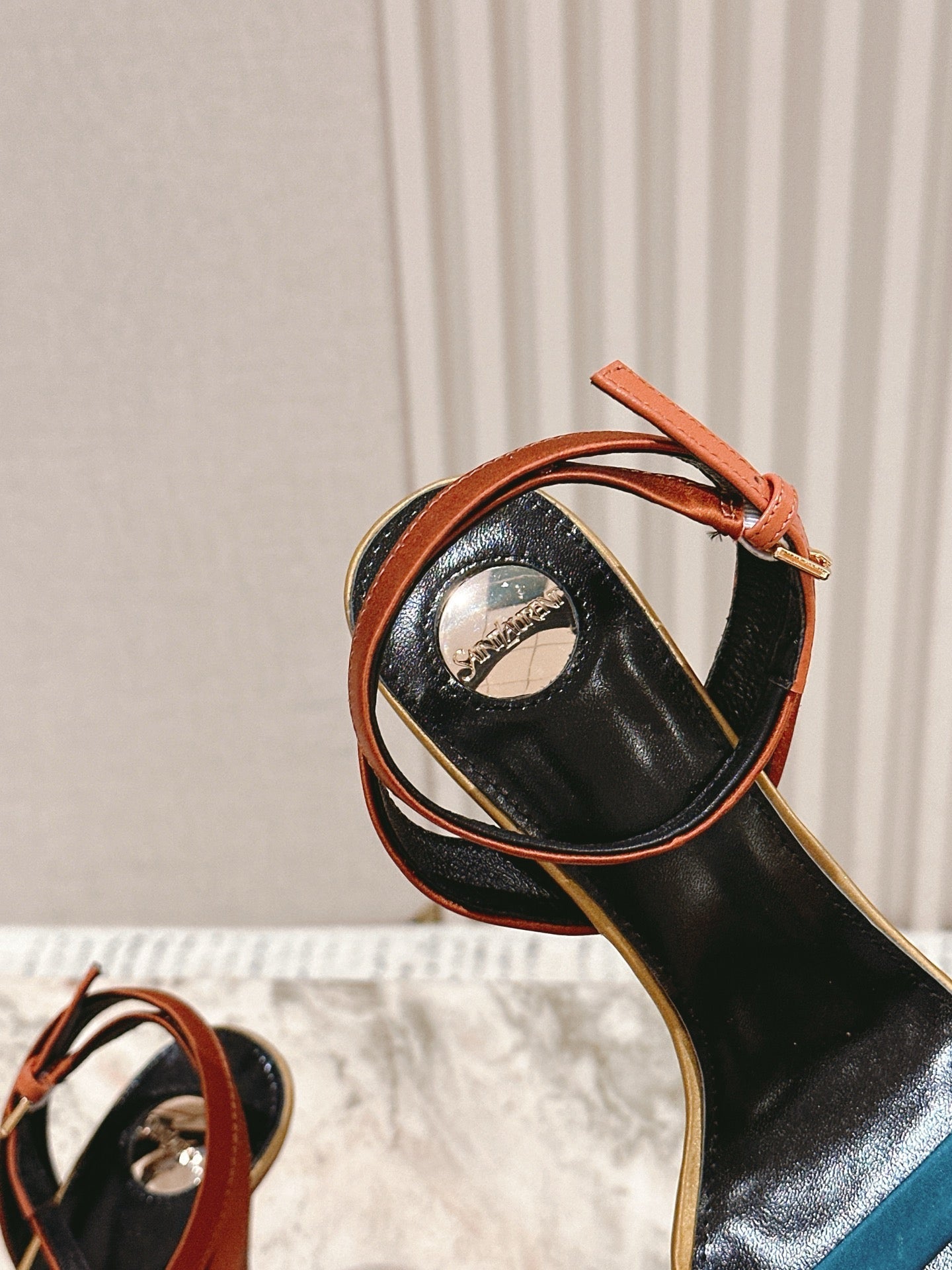 YSL 25S HIGH-HEEL SANDALS 100 MM IN MULTICOLOR SATIN STYLE 1