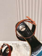 YSL 25S HIGH-HEEL SANDALS 100 MM IN MULTICOLOR SATIN STYLE 1