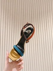 YSL 25S HIGH-HEEL SANDALS 100 MM IN MULTICOLOR SATIN STYLE 1