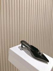 CELINE 25S ALMA TRIOMPHE MULE 45MM IN BLACK CALFSKIN SILVER HARDWARE