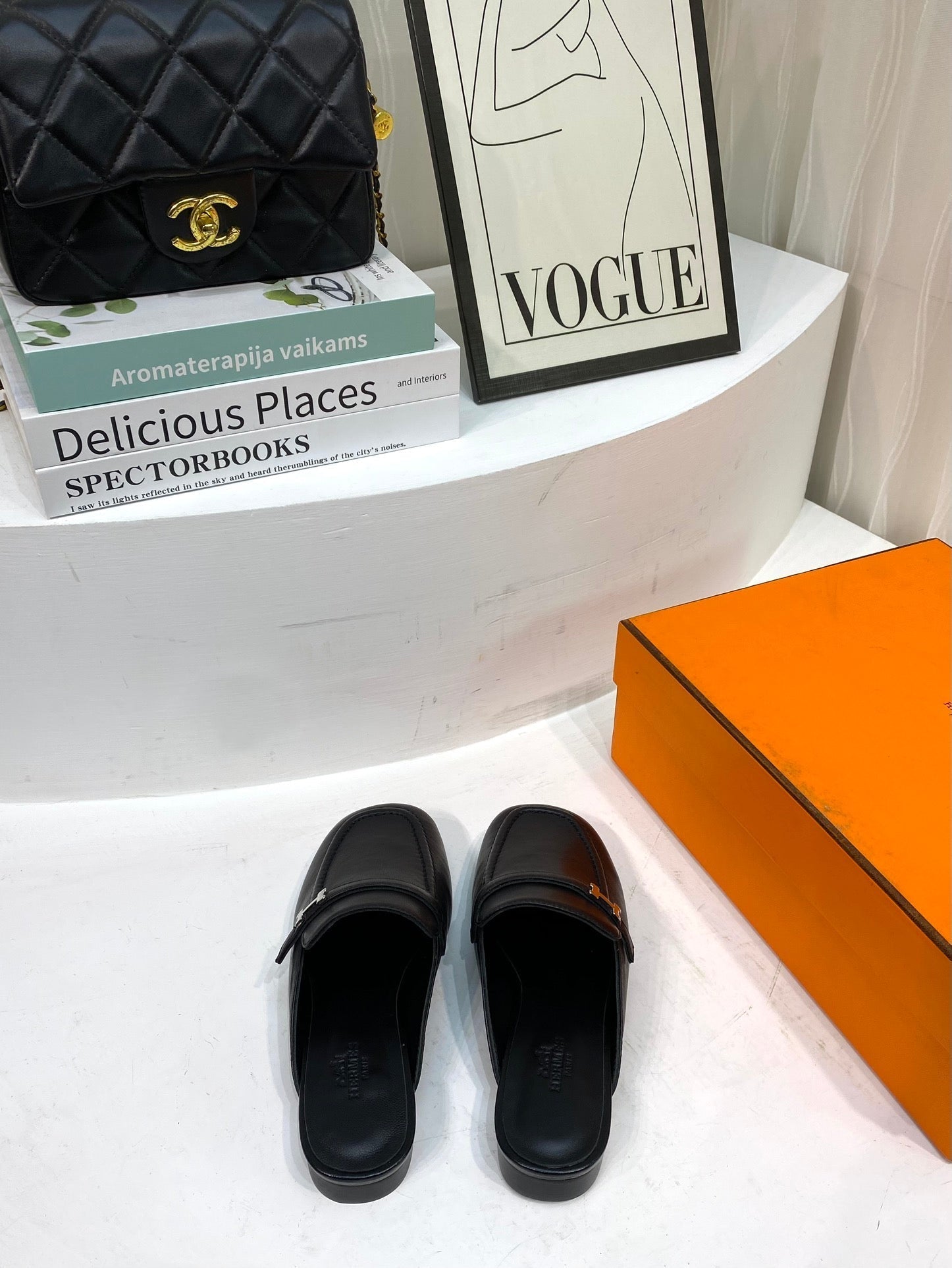 IENA MULE BLACK CALFSKIN