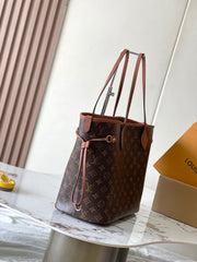 NEVERFULL INSIDE OUT MM 31 IN BROWN MONOGRAM CANVAS AND CALFSKIN TRIM