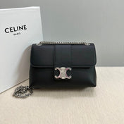 MEDIUM VICTOIRE BAG 25 IN BLACK SUPPLE CALFSKIN SILVER HARDWARE
