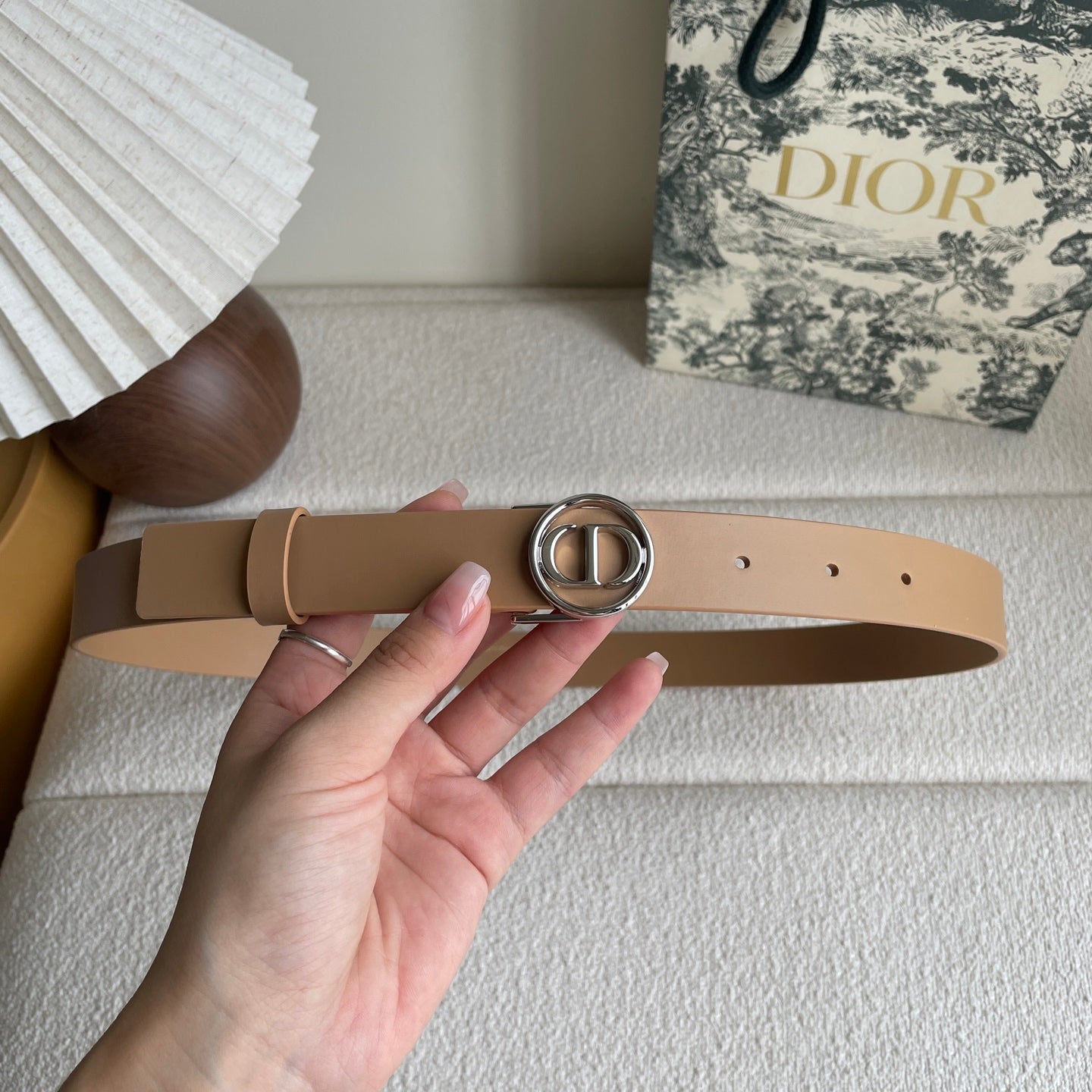 DIOR 25S BELT 25 MM IN LIGHT BROWN CALFSKIN 572163