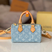 NANO SPEEDY 16 IN LIGHT BLUE MONOGRAM DENIM