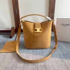 MINI BUCKET LOUISE 25 CARAMEL BROWN IN NUBUCK