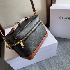 VANITY 18 IN BLACK TRIOMPHE CANVAS AND BROWN CALFSKIN GOLD HARDWARE
