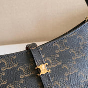 CELINE 25S TINA SHOULDER BAG 25MM IN BLACK TRIOMPHE CALFSKIN
